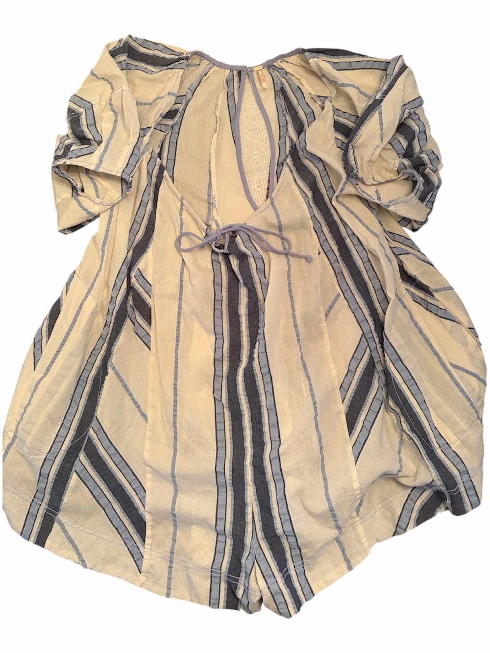 Free People Cream & Blue Striper Boho Romper Size Small